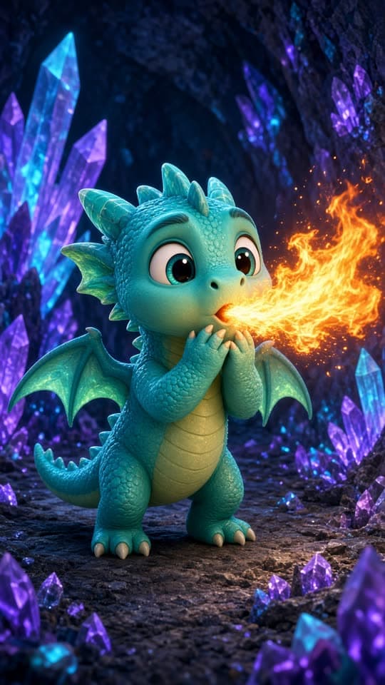 Rồng con hoạt hình 3D phun lửa