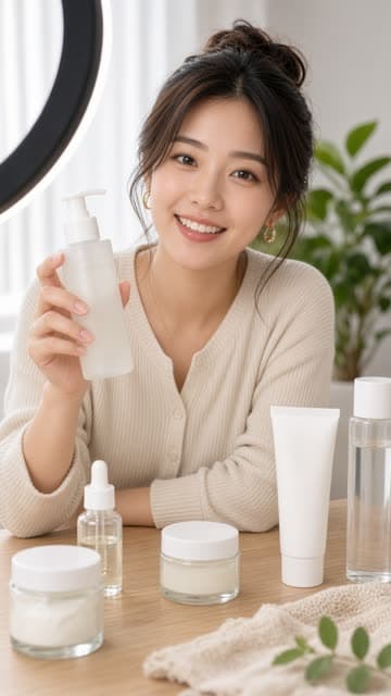 Người giới thiệu cầm sản phẩm sát camera như livestream