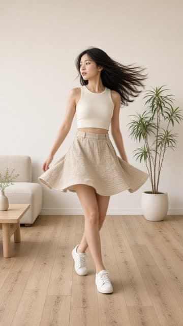 Người mẫu xoay người đổi sang bộ đồ khác